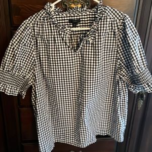 Navy and white gingham j crew blouse in XL